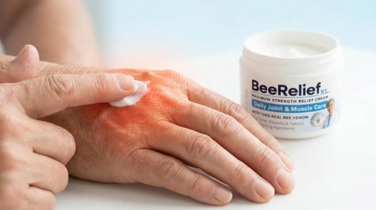 A small dab of BeeReliefXL on sore knuckles